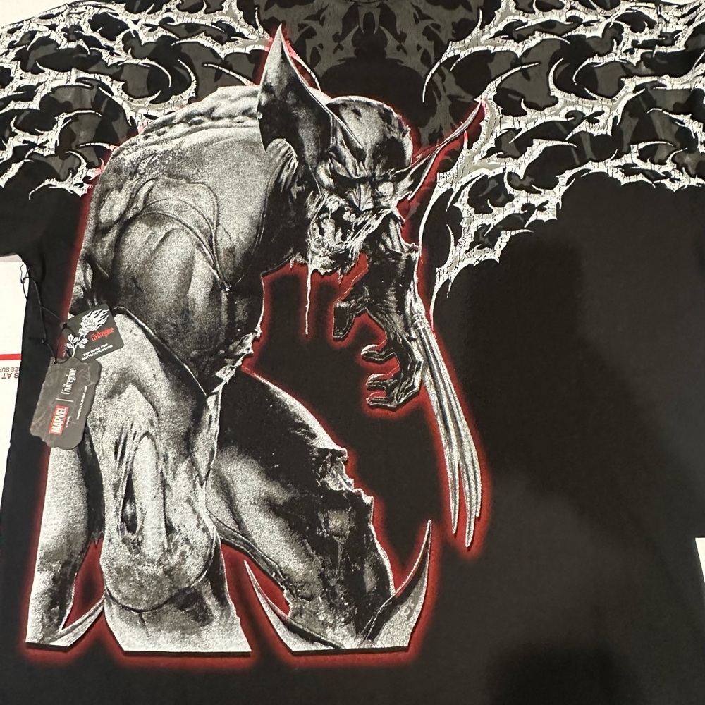 Marvel Black Tee with Red & Gray Wolverine Art
